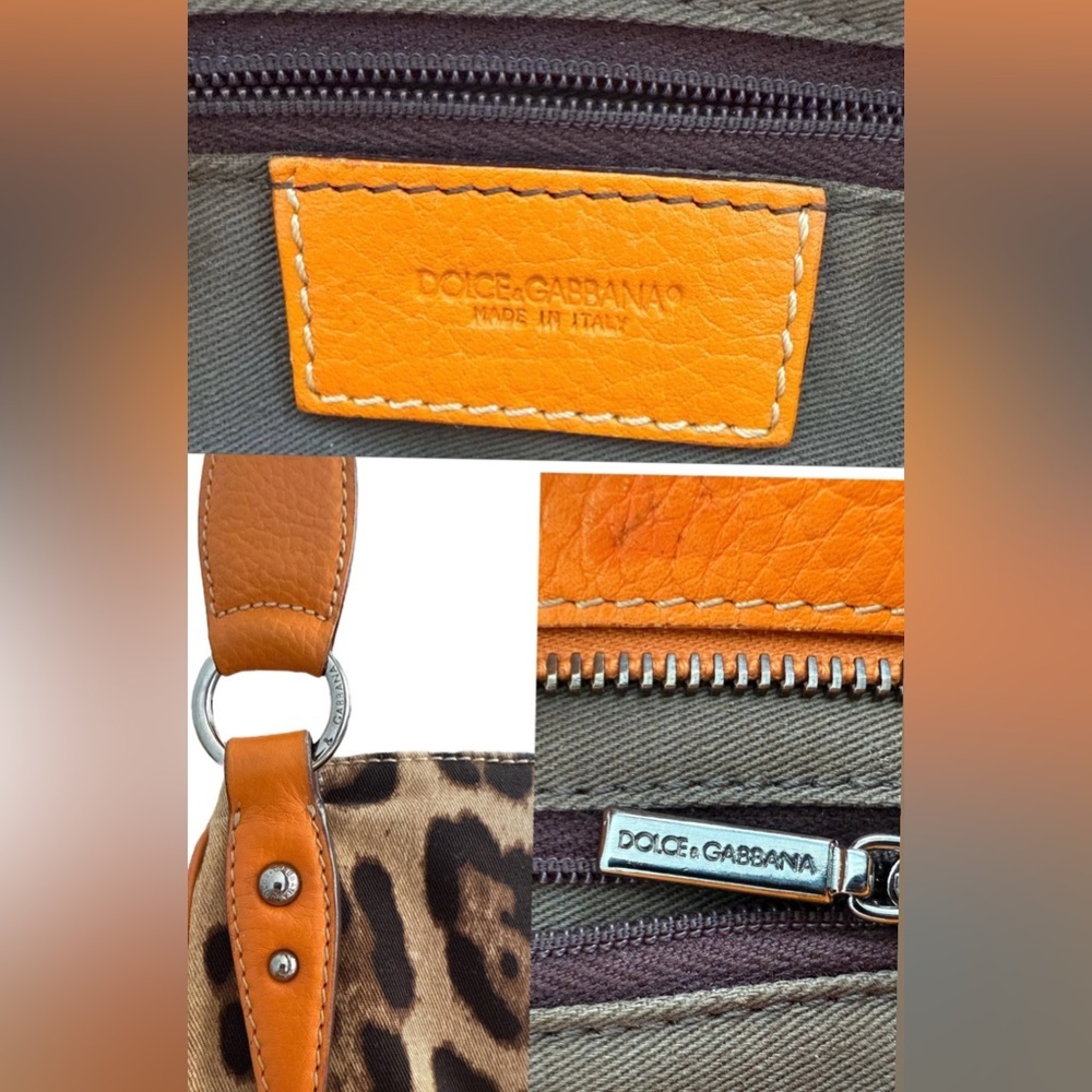 DOLCE & GABBANA Leopard‎ Print Crossbody Bag Canvas Leather Trim Y2K Animal - Picture 5 of 8